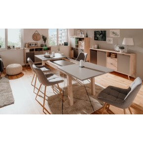 Tavolo da Pranzo Allungabile Rovere Grigio Rettangolare 2 Prolunghe 2