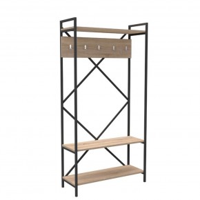 Scaffale per Ingresso Metallo e Legno Rovere Moderno Appendiabiti Ganci 2