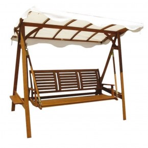 Dondolo Legno 3 Posti Bianco Seduta Cuscini Tettuccio da Giardino Terrazzo 2