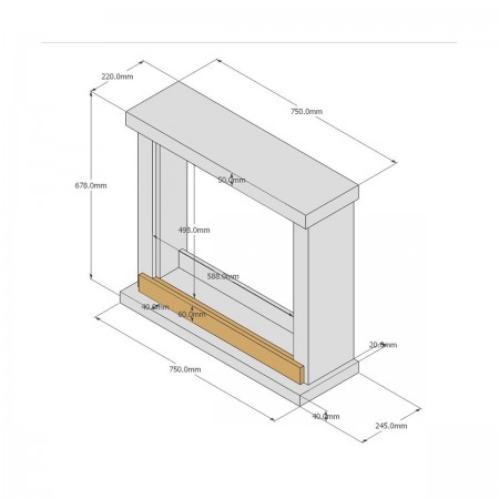 Cornice per Caminetto Elettrico Tagu Hagen Camino in Legno MDF Grigio