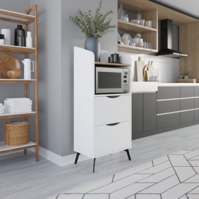 Mobiletto Porta Microonde Multiuso in Legno con Cassetti da Cucina Bianco