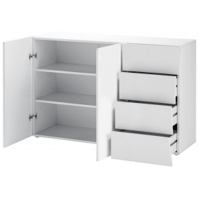 Credenza Mobile Bianco Lucido con 4 Cassetti e 2 Ante Madia Moderna 2