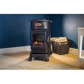 Stufa a Gas 3.4 Kw Effetto Camino Fiamma Vera Nero Matt con Controllo Calore 2
