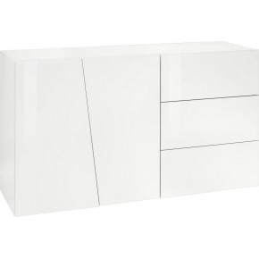 Madia 140 cm Credenza Laccato Bianco Mobile con 3 Cassetti e 2 Ante 2