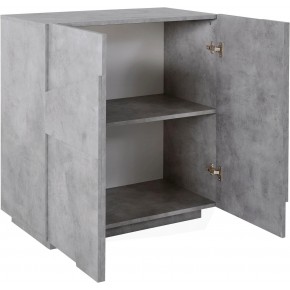 Credenza Bassa da Ingresso 80 cm Madia Grigio Cemento Mobile con Ante 2