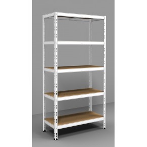 Scaffalatura in Metallo Scaffale ad Incastro 180 cm con 5 Ripiani Bianco