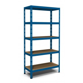 Scaffalatura in Metallo Scaffale Blu ad Incastro 180 cm con 5 Ripiani