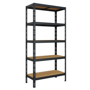 Scaffalatura in Metallo Scaffale Modulare Antracite con 5 Ripiani 180 cm