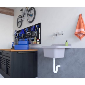 Pilozzo per Esterno Lavabo 50x34 cm Lavanderia Grigio Lavello a Muro 2