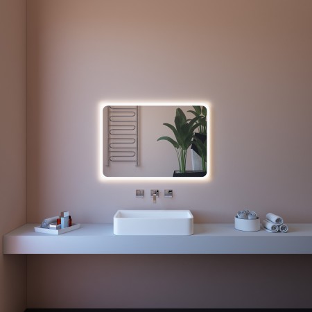 Specchio Retroilluminato a Led 80x60 Rettangolare Reversibile per Bagno