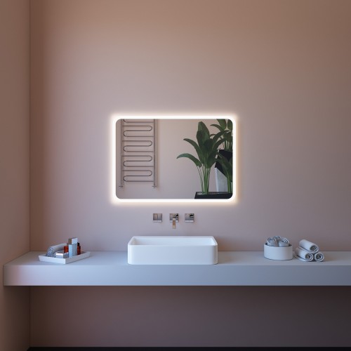 Specchio da Bagno Rettangolare Retroilluminato a Led 80x70 da Parete