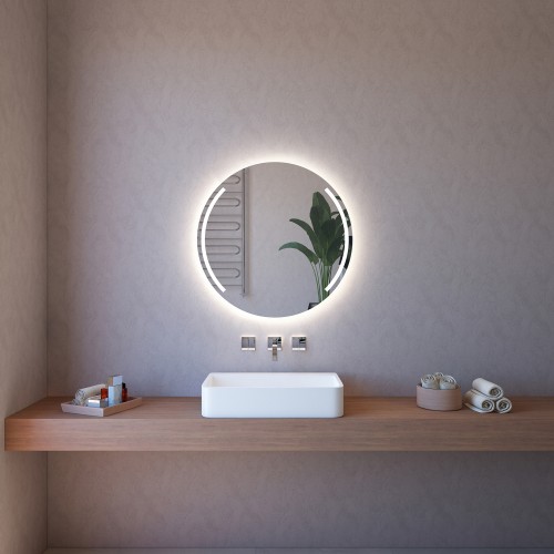 Specchio da Parete Bagno Rotondo con Illuminazione LED 4000K 75 cm