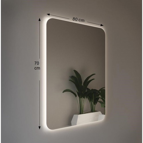 Specchio da Bagno Rettangolare 70x80 da Parete con Illuminazione Perimetrale
