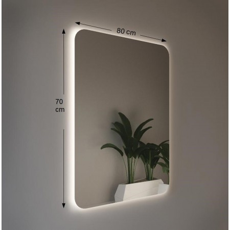 Specchio da Bagno Rettangolare 70x80 da Parete con Illuminazione Perimetrale
