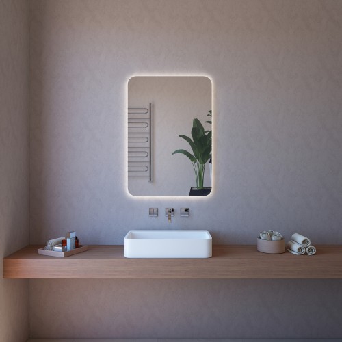 Specchio da Bagno Rettangolare 70x80 da Parete con Illuminazione Perimetrale