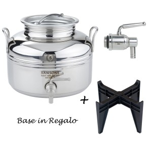 Fusto per Olio Sansone 5 litri in Acciaio Inox Contenitore con Rubinetto Bidone