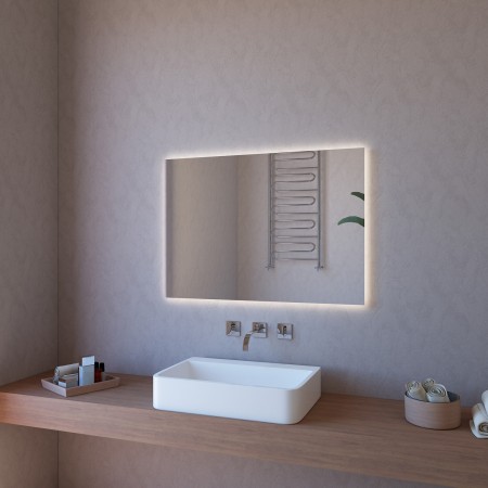 Specchio Moderno Rettangolare 100x70 con Illuminazione a Led da Bagno