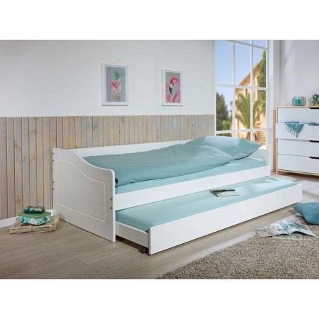 Letto Singolo Bianco Salvaspazio Mobile con Cassettone Estraibile 90x200