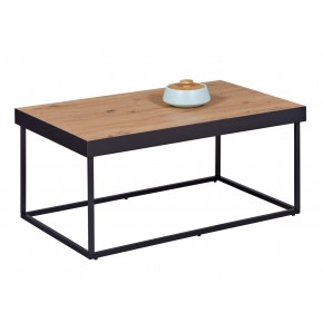 Tavolino Basso da Caffe Tavolo con in Legno MDF Struttura Metallo Nero 2