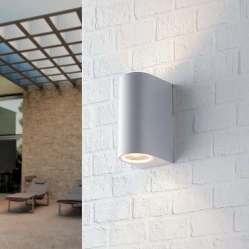 Applique in Alluminio Bianco Faretto 2 Punti Luce a Parete da Esterno