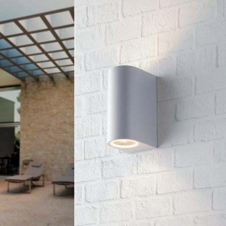 Applique in Alluminio Bianco Faretto 2 Punti Luce a Parete da Esterno