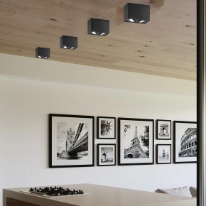 Plafoniera in Alluminio Nero Lampada Intec da Soffitto Faretto Quadrato 2