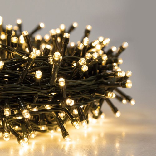 Lucine di Natale 100 Led 4,5 mt Decorazione con Luce Bianco Caldo