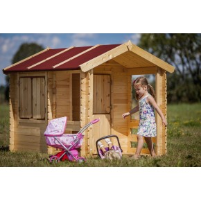 Casetta Timbela per Bambini in Legno con Veranda da Esterno e Giardino 2