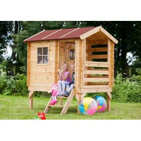 Casetta Gioco per Bambini in Legno di Pino Timbela da Giardino Rialzata 2