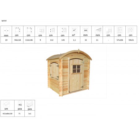 Casetta per Bambini Timbela in Legno Assemblabile da Esterno e Giardino
