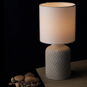 Lampada con Paralume in Tessuto Bianco Lumetto da Tavolo in Ceramica 2