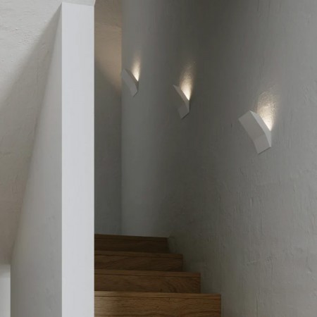 Luce da Parete Applique da Interno Lampada in Gesso Bianco Verniciabile
