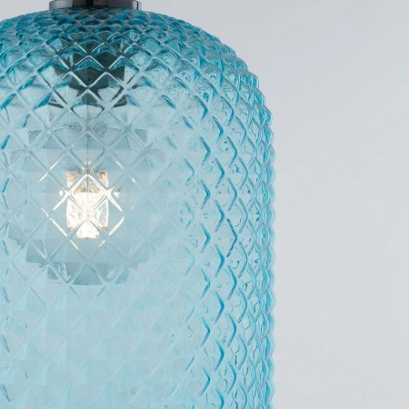 Luce in Vetro da Soffitto Lampadario di Cristallo Blu Elegante per Interno
