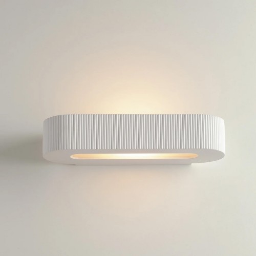 Applique ad Angolo in Gesso Bianco Verniciabile Lampada da Parete Interno