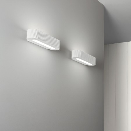 Applique ad Angolo in Gesso Bianco Verniciabile Lampada da Parete Interno