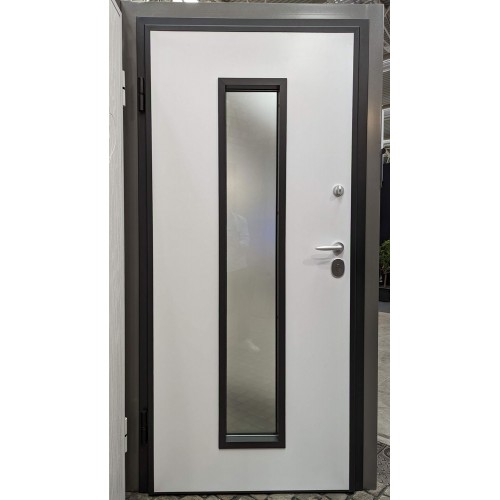 Portoncino con Vetro Porta Blindata per Esterno Pannello in Vetroresina Grigio | BricoShop24