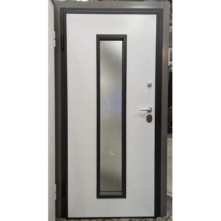 Portone Vetrato Blindato con Vetro e Pannello in Vetroresina per Esterno Noce | BricoShop24