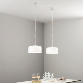 Luce in Vetro Soffiato Bianco Lampadario a Sospensione Elegante da Interno 2