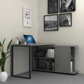 Scrivania Cemento Angolare 120x60 cm con Libreria Reversibile 2