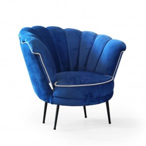 Poltroncina Poltrona a Conchiglia in Velluto Blue Navy da Ufficio Salotto Camera 2