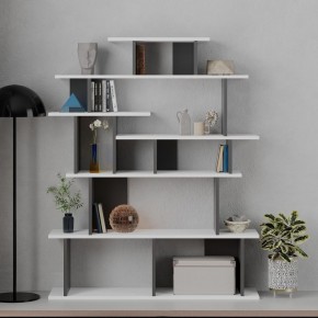 Libreria Design in Legno 120x29x149 cm Bianca e Antracite per Interni 2