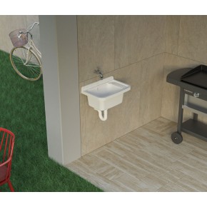 Pilozzo Lavabo in Resina 60x40 da Esterno con Sifone Piletta Vasca Lavatoio 2