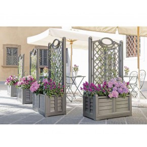Fioriera in Resina 80x42 con Grigliato Spalliera Antracite da Balcone 2