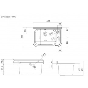 Lavabo per Esterno Nero 50x34 cm Lavello a Muro Pilozzo per Lavanderia 2