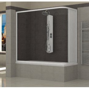 Box doccia per Vasca a Soffietto in PVC Angolare 2 Lati Sopravasca Pieghevole 2