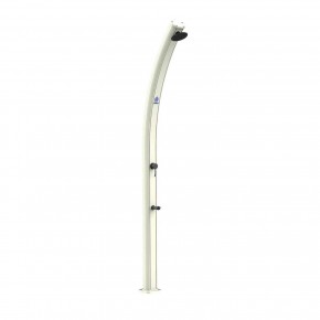 Doccia Solare bianca per esterno con soffione e lavapiedi