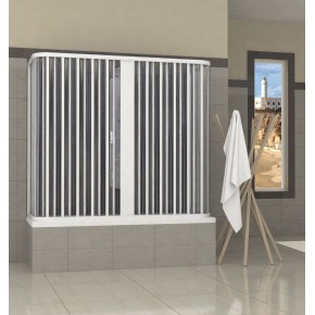 Box Doccia per Vasca in PVC 2 Ante 3 Lati Porta a Soffietto Sopravasca Colorato