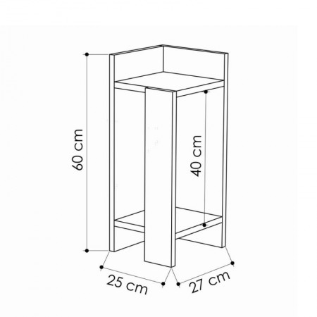 Tavolino comodino di Design Elos Destro in Rovere 27x25x60cm