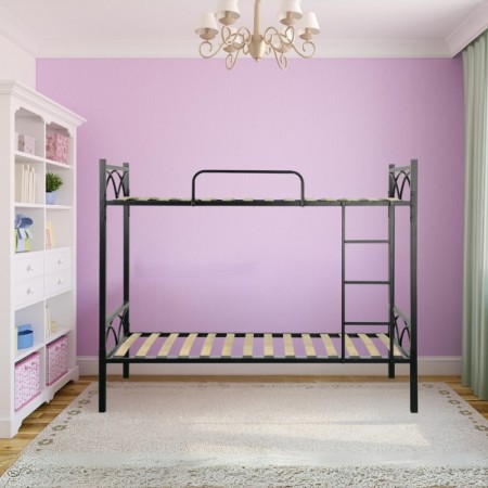 Struttura Letto a Castello con scala 198x80x160 cm in Nero