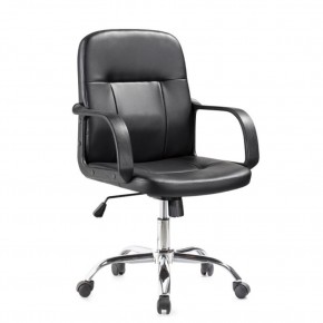 Sedia da Ufficio in Ecopelle Nero con Base Cromata 2